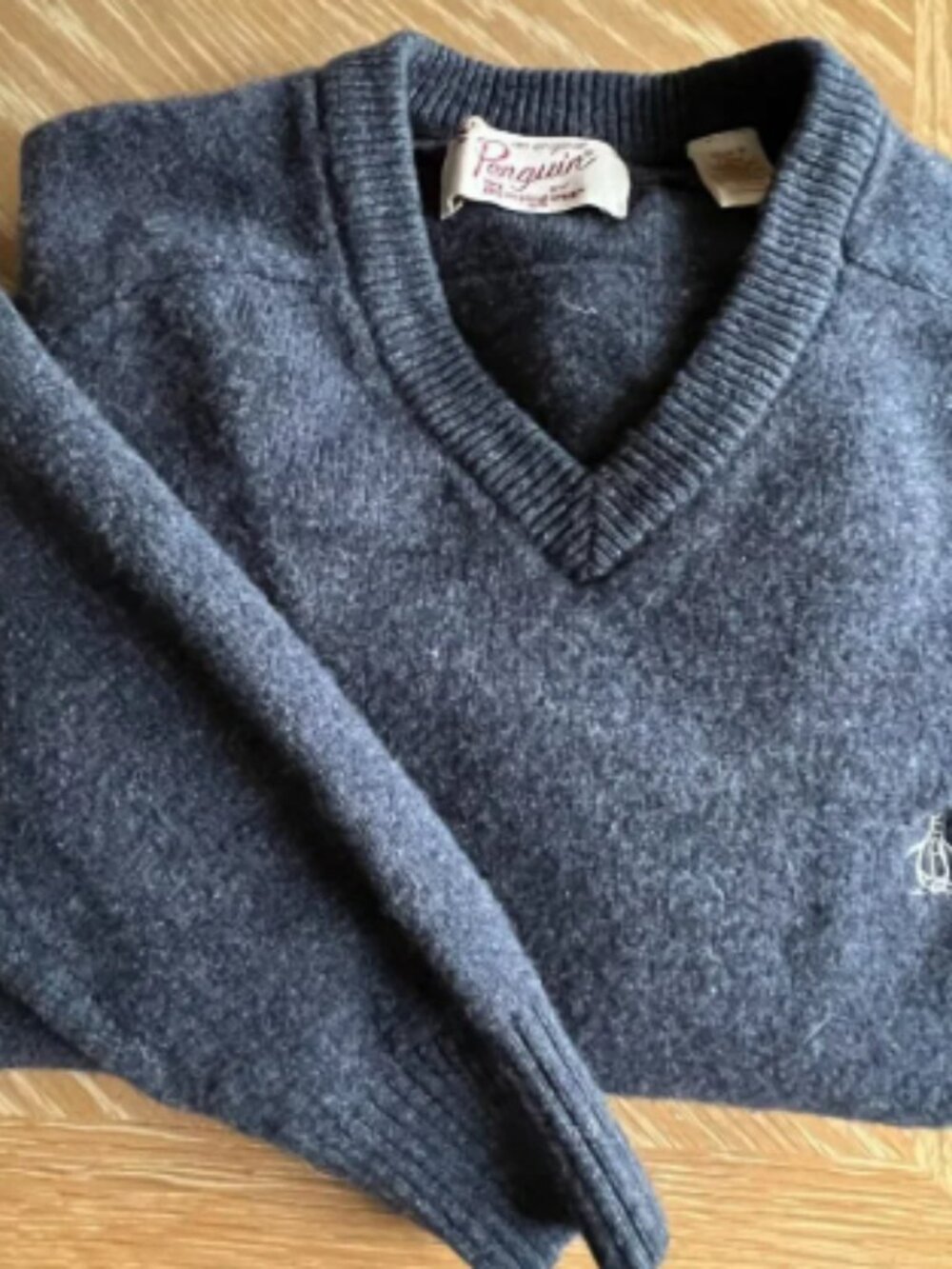 Penguin by Munsingwear Men’s M 100% Lambswool V-Neck Sweater Gray